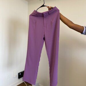 Silk Straight Leg Pant - Purple